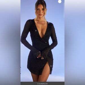 Oh Polly embellished black dress.